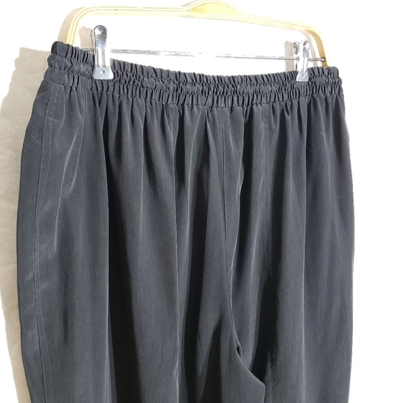 VINTAGE Y2K Black Parachute Pants Yoked Elastic waist with drawstrings L - Picture 6 of 11